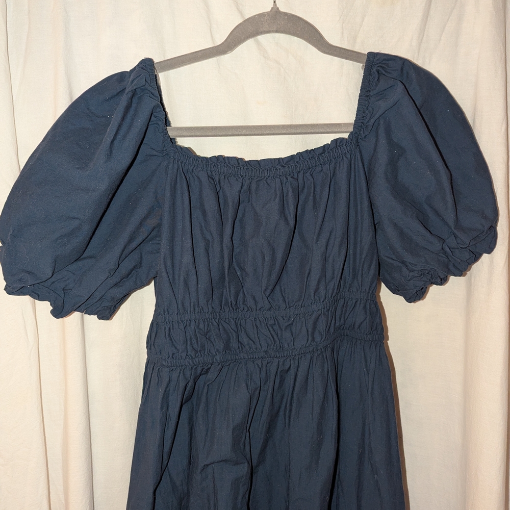 Dizzy Lizzy Dark Blue Puff Sleeve Dress